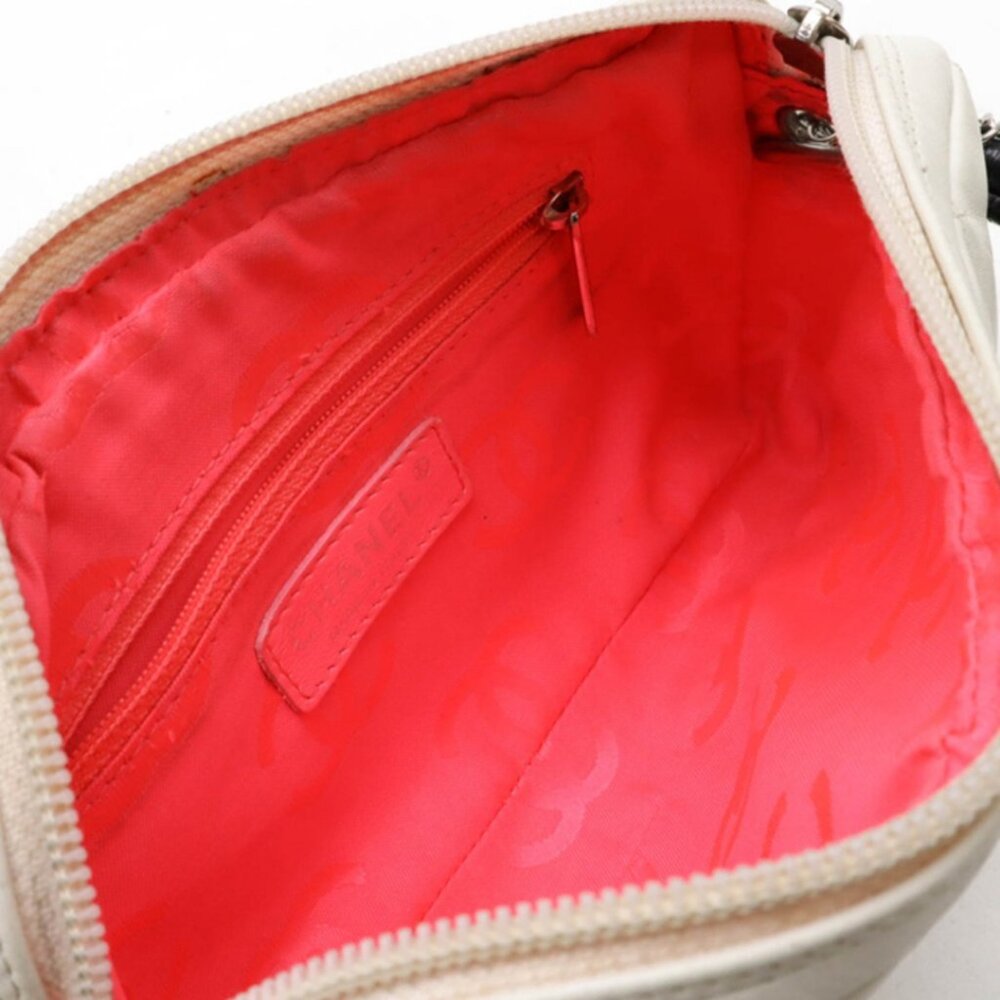 CHANEL Cambon Quilted Ligne Shoulder Bowling Pouch Bag Tote White - Picture 7 of 8